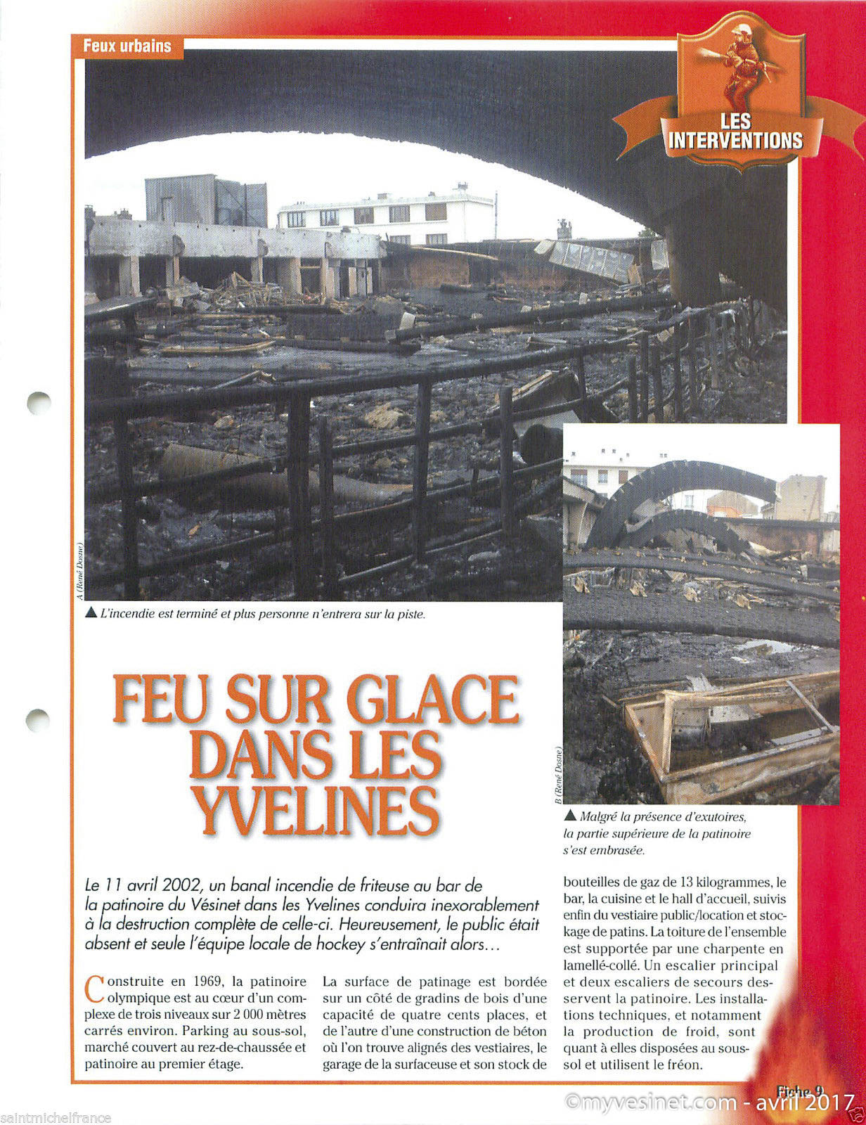 Article de René Dosne dans la revue Face au Risque « Feu sur glace dans les Yvelines » daté du 01.12.2002