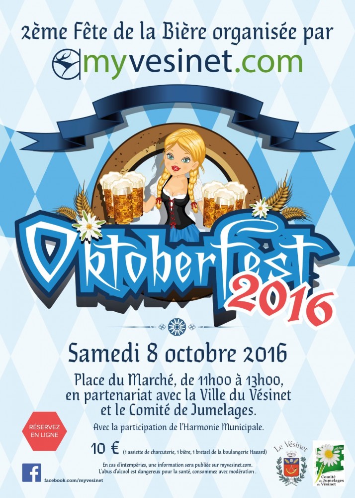 Samedi 8 octobre se tiendra la 2ème « Oktoberfest » (Fête de la bière) du Vésinet, Place du Marché, en contrebas de la pharmacie.